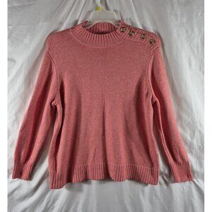 St. John's Bay Women's Pink Soft Button Accent Ribbed Cuff Sweater Plus Size 2X